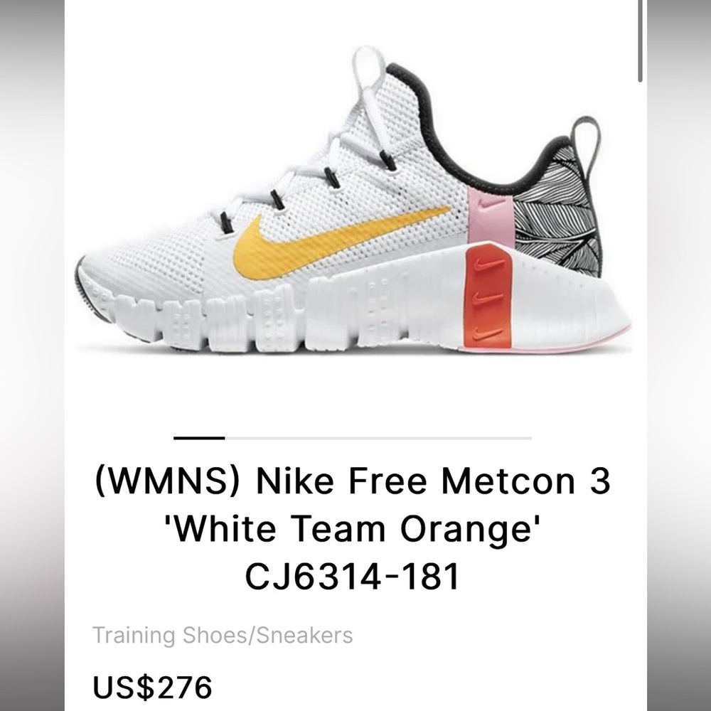 Women's Nike Free Metcon 3 'White Team Orange'